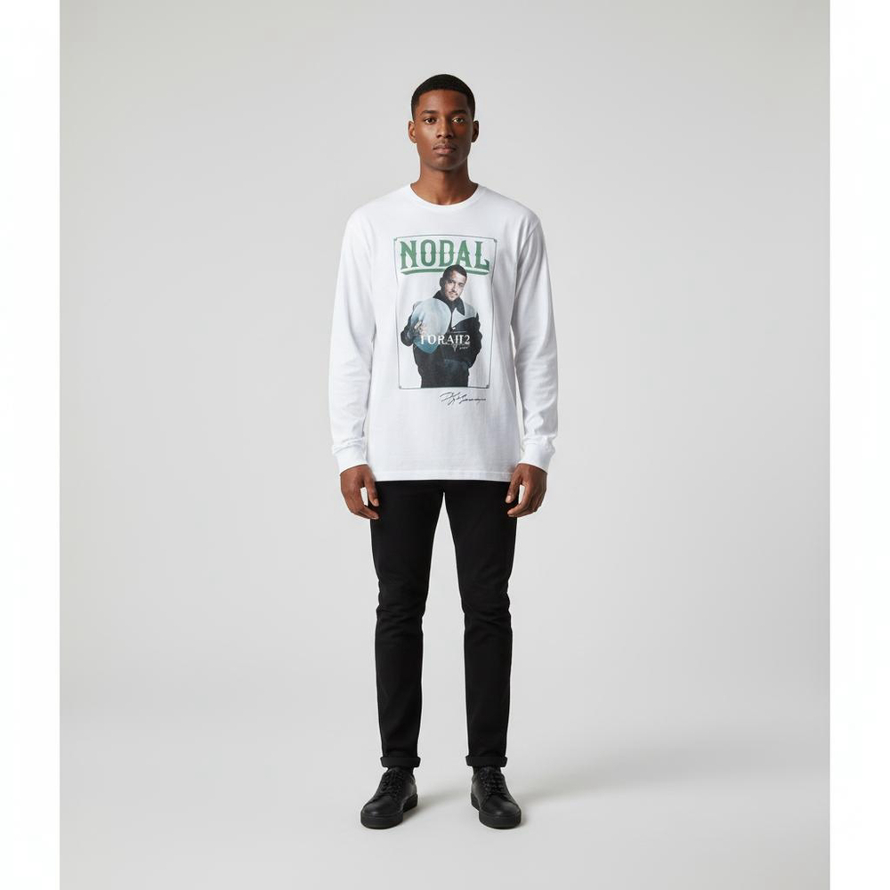 Men's Gildan White Nodal Forajido 2 Long Sleeve Tee M
